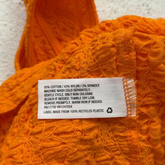 A New Day Orange Textured Crop Tank Top XS Sleeveless Scoop Neck Stretch - Picture 4 of 5